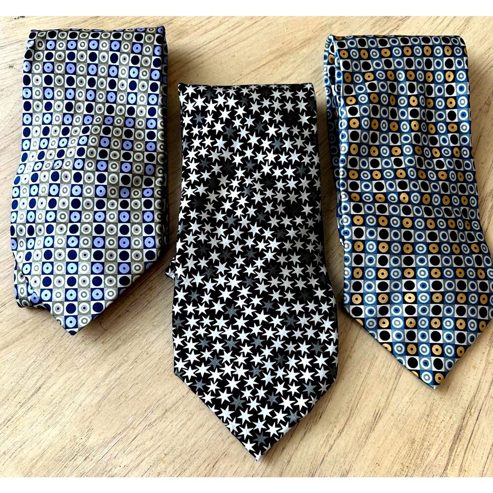 3* Tongue Tied by Tom McLellon Mens Classic Necktie Silk STARS Preppy Lot Of 3